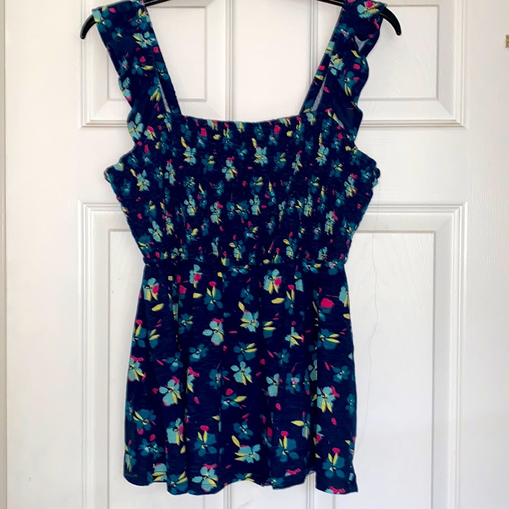 Lane Bryant Navy Floral Tank Top